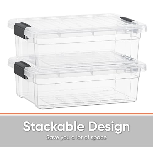 Superio 7.4 Quart Clear Plastic Storage Bin with Lid, Non-Toxic, BPA Free, Odor Free, Organizer Storage Box, Stackable Plastic Tote for Home, Garage, School, and Office - size: 7.4 Quart