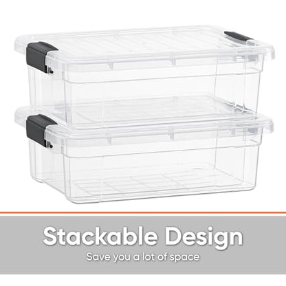 Superio 7.4 Quart Clear Plastic Storage Bin with Lid, Non-Toxic, BPA Free, Odor Free, Organizer Storage Box, Stackable Plastic Tote for Home, Garage, School, and Office - size: 7.4 Quart