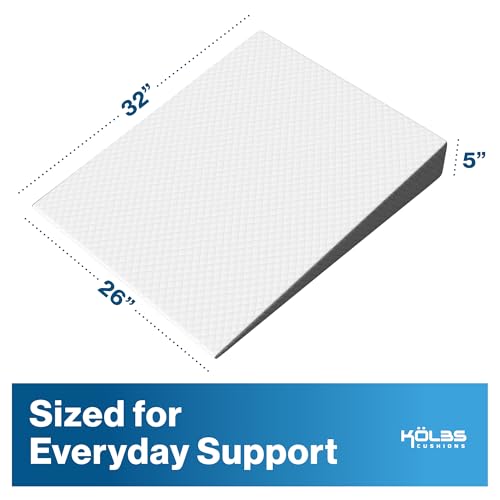 Kolbs Bed Wedge Pillow for Sleep Apnea, FSA Eligible Acid Reflux, and Back Pain Relief, with Chic Jacquard Cover - Headboard Wedges for Sleeping (5" Gentle Incline) - size: 5" Gentle Incline