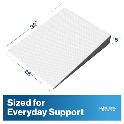 Kolbs Bed Wedge Pillow for Sleep Apnea, FSA Eligible Acid Reflux, and Back Pain Relief, with Chic Jacquard Cover - Headboard Wedges for Sleeping (5" Gentle Incline) - size: 5" Gentle Incline