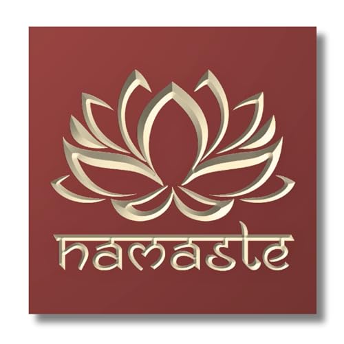 Namaste Lotus Flower Wall Decor - Choice of Colors and Sizes | Carved Wooden Zen Wall Decoration, Meditation Room Art, Namaste Decor for Wall, Yoga Studio, Pooja Room, Alter | True Stock Studios