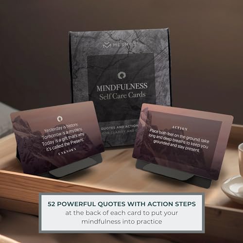 MESMOS 52 Mindfulness Cards with Action Plans. Relaxation Stress Relief Gifts for Men and Women, Positive Affirmation Cards, Anxiety Relief Items, Meditation Self Care Kit, Relaxing Spiritual Gifts - color: Nature (Large 4" X 3" Cards)