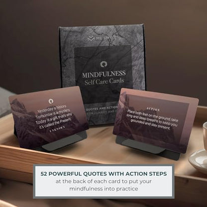 MESMOS 52 Mindfulness Cards with Action Plans. Relaxation Stress Relief Gifts for Men and Women, Positive Affirmation Cards, Anxiety Relief Items, Meditation Self Care Kit, Relaxing Spiritual Gifts - color: Nature (Large 4" X 3" Cards)