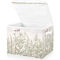 Kigai Collapsible Herbal Wildflowers Storage Basket with Lids and Handles,Storage Bins for Shelves Closet Bedroom,Office Storage