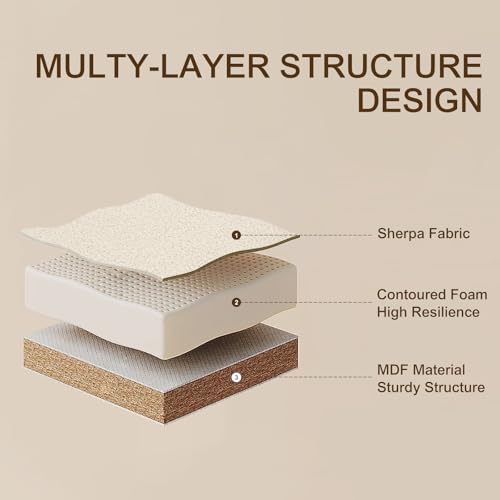 Furnimart Faux Fur Boho Bench Ottoman Upholstered Tufted Bench with Padded Seat, Footrest Foot Stool with Sturdy Metal Leg, for Bedroom Living Room Entryway - color: Fur Ivory White