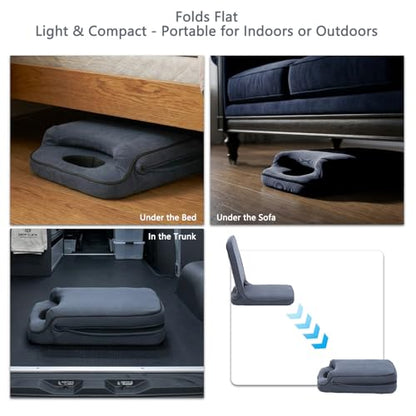 Floor Chair with Adjustable Back Support, Foldable Padded Gaming Floor Seat for Adults & Kids, Multi-Position Meditation Chair with Corduroy Cover for Reading, Gaming & Watching TV (Grey)
