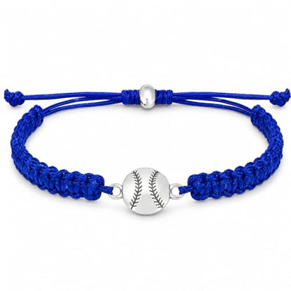 Sportybella - Baseball Bracelet, Baseball Jewelry, Adjustable Braided Baseball Bracelet, Baseball Gifts, Baseball Accessories - color: Blue