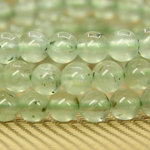 Angelstones Handmade Natural Healing Gemstone 6mm Round Beads Stretch Crystal Bracelet 7 Inch Unisex - color: Prehnite