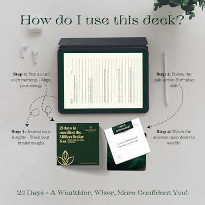 Money Manifestation Cards NLP Neuroscience Based 42 Positive Daily Affirmations and Journaling Prompt Deck Become Your Abundant Rich self Mindful Affirmations for Men and Women