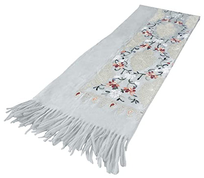 Urban CoCo Women's Embroidered Tassel Long Shawl Oversize Scarf Wraps for Women - color: #3-light Gray