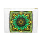 3dRose Mandala 29 floral flowers green turquoise gold glowing peace meditation Accessory Pouch Small - size: Small