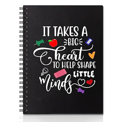 It Takes A Big Heart Hardcover 160 Pages Spiral Notebooks 6x8 Inches for Writing and Drawing, Funny Black Journal Or Diary Gift For Teacher, Childminder and Teaching Assistant, End Of Year