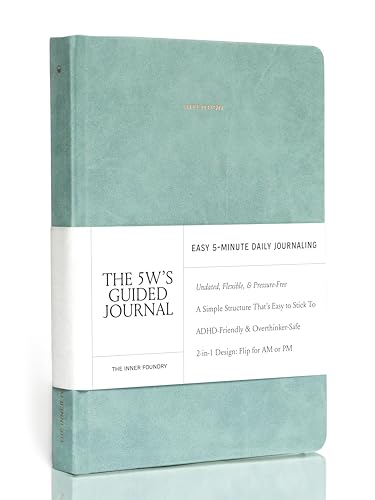 5 Minute Daily Guided Journal for Women | Low Pressure Self-Care and Wellness Journal with Prompts – 2 Sided AM & PM Entries and Brain Dump | Anxiety Relief Item & ADHD Friendly Gift - The 5W's Guided Journal - color: Duck Egg Blue