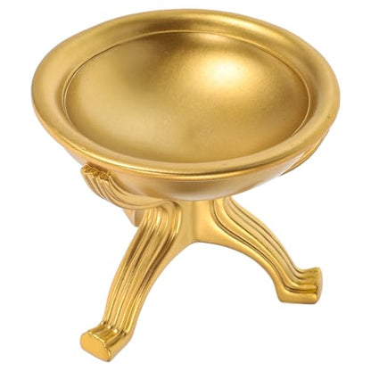 Ipetboom Gold Altar Offering Bowl Multi-function Decorative Wash Basin Resin Statue Hand-painted Copper Effect Religious Tabletop Decor for Worship Meditation and Holiday Memorial