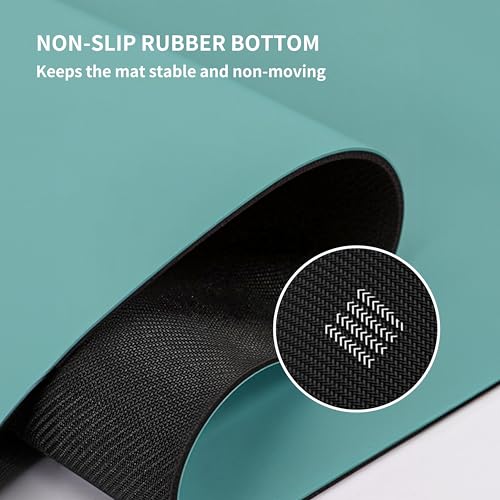 Professional PU Rubber Yoga Mat, Double-Sided Non Slip Sweat Resistant Exercise Mat for Men Women, Comfortable Extra Long & Wide for Yoga, Pilates, Fitness, Home Gym, 72"×26.8"×0.18"(4.5mm)Thick - color: green