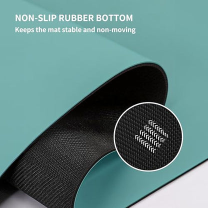 Professional PU Rubber Yoga Mat, Double-Sided Non Slip Sweat Resistant Exercise Mat for Men Women, Comfortable Extra Long & Wide for Yoga, Pilates, Fitness, Home Gym, 72"×26.8"×0.18"(4.5mm)Thick - color: green