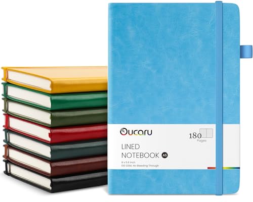 Oucaru Lined Journal Notebook, 8 Pack, 180 Pages, A5 Journals for Writing, 100 GSM Thick Paper, Small Notebooks Daily Journal for Women Men Work, Business, School, Travel Supplies - color: 8 Vibrant Colors