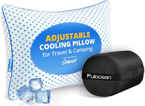 Small Cooling Memory Foam Pillow for Travel & Camping, Compressible Original Adjustable Pillow for Medium Firm Neck Knee Lumbar Support, Washable CertiPUR-US, Ideal Sleeping, Car, Airplane,Backpacking - size: M - 18 x 13 Inch