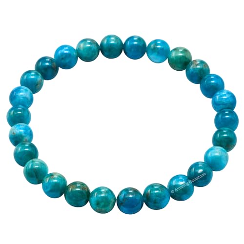 Amazing Gemstone Crystal Bracelet for Women Men's Gifts - Protection Healing Crystal Bracelet - 8mm Gemstone Beaded Stretchable Bracelet Pulseras Para Hombres Mujer Stocking Stuffers Mothers Day Gift (Apatite) - color: Apatite