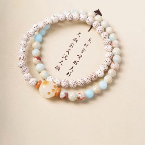 Natural Star Moon Bodhi Bracelet for Women Men Double-loop Winding Star Moon Bead Bracelet Meditatioon Healing Anxiety Relief Energy Buddha Bead Bracelets Birthday Gift - color: Bodhi 72