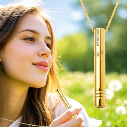 GulCean Breathing Necklace for Anxiety & Stress Relief - Meditation & Relaxation Tool for Mindful Breathing - Heart Wing Zirconia Design Stainless Steel Breathing Necklace for Women Men