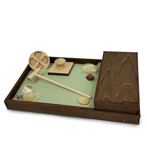 Wooden Zen Garden with Accessories Box | Palo Verde Sand with Rake & Accessories | Minimalist Decor Gift for Relaxation | Great for Storing Tools and Other Items - color: Palo Verde, size: Storage Box