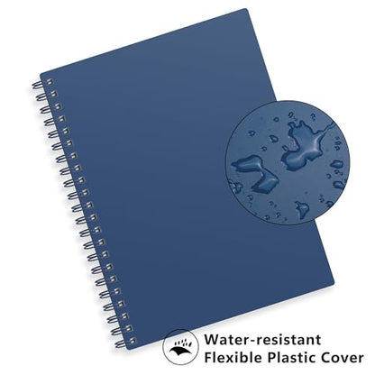 RETTACY Blank Journal Notebook, 300 Pages, A4 Large Size (8.2'' x 11.2''), 120 GSM Thick Paper, Flexible Plastic Cover, Spiral-bound, for Sketching, Drawing, Painting (Navy Blue) - color: Navy Blue