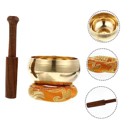 1set Manual Tapping Meditation Bowl with Striker and Cushion for Relaxation Nepal Singing Bowl for Yoga and Spiritual Practices Accessory
