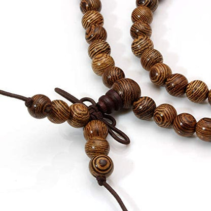 Eigso 6mm 8 mm Natural Mala Beads Wristlets for Women Men 108 Lava Rocks Healing Tibetan Prayer Bracelet Necklace for Man Woman - color: E: 8mm Wenge