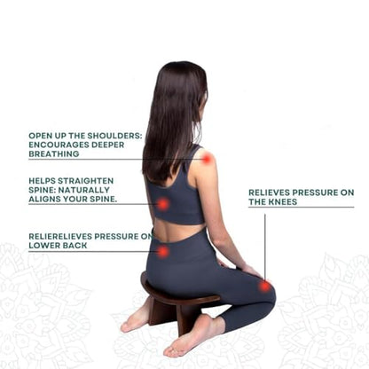 Bench,Meditation Bench Ergonomic Wooden Meditation Kneeling Stool with Travel Bag for Yoga, Prayer, Travel, Mindfulness, Zen Practice ﻿(Medium) - size: Medium