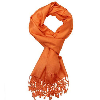 Falari Women's Soft Solid Color Pashmina Shawl Wrap Scarf, for Wedding, Bridesmaid Gifts, Evening Dress - color: Orange