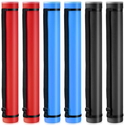 Yahenda 6 Pcs Expandable Blueprint Tubes Bulk Expand from 24" to 40" Poster Tube with Strap Storage Tubes with Cap Portable Round Carrying Case for Documents Blueprints Drawings Art(Red, Blue, Black) - color: Red, Blue, Black