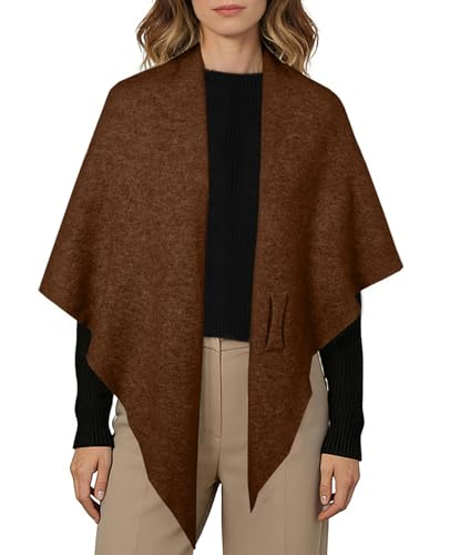 Women's Pashmina Shawl Wraps for Evening Dresses Wedding Bridal Open Front Poncho Cape Soft Large Scarf - color: Brown