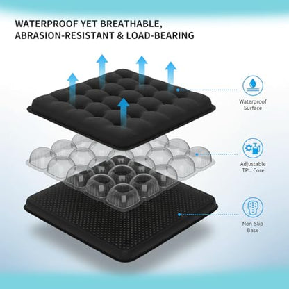 Inflatable Travel Cushion & Neck Pillow – Airplane Seat Cushion with 3D Air Cell, Chair Cushion for Office, Non-Slip Waterproof Pad, Wheelchair, Flight Seat Cushion, Travelling Cushion