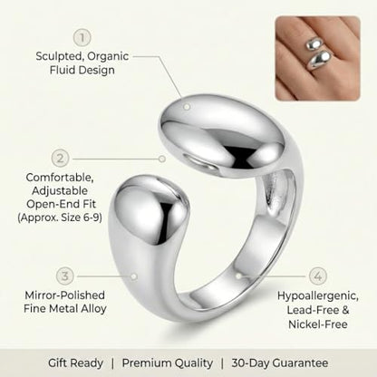 16 PCS Gold Chunky Rings Set for Women, 14k Gold Plated Thick Dome Stackable Open Rings Trendy Dainty Minimalist Jewelry Gifts - color: 01-Silver