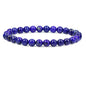 Natural Gemstone 6mm Round Beads Stretch Bracelet 7 Inch - color: Blue Lapis