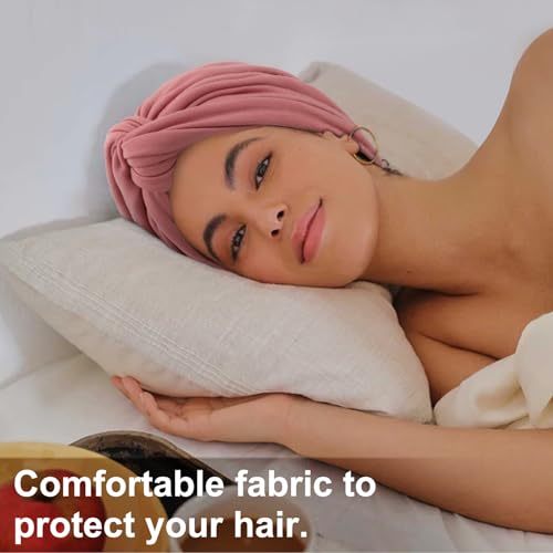 DRESHOW African Turban for Women Knotted Hairwraps for Sleeping Turban Headwraps Head Warmer Scarf for Black Women Chemo Cap - color: 1 Pc Style 2: Pink