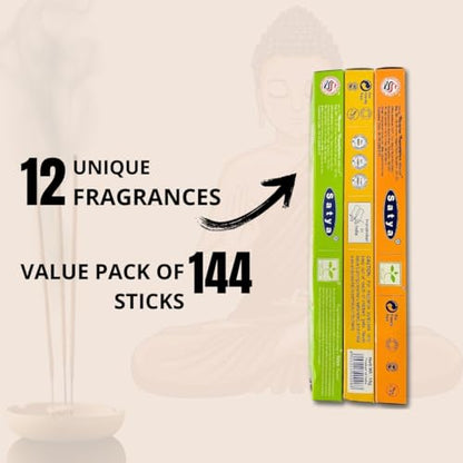 Satya Natural Incense Sticks Assortment – 12 Pack, 15g Each – Hand Rolled in India – Aromatherapy, Meditation, Yoga, Relaxation, Stress Relief, Home Fragrance - color: Satya Set B