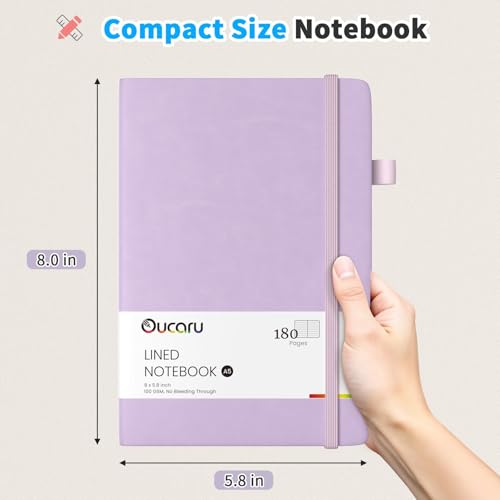 Oucaru Lined Journal Notebook, 16 Pack, 180 Pages, A5 Journals for Writing, 100 GSM Thick Paper, Small Notebooks Daily Journal for Women Men Work, Business, School, Travel Supplies - color: Lavender