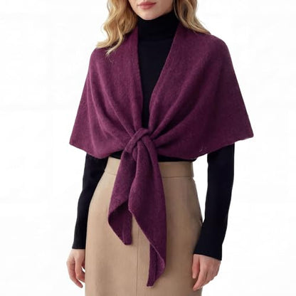 RIIQIICHY Shawl Wrap Women Pashmina Triangle Cape Knit Sweater Scarf for Fall Winter Fashion Accessory - color: Purple