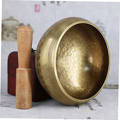 Buddhist Sound Therapy Bowl Meditation Bowl with Chime Stick Size 13cm Handmade - size: 13*13CM
