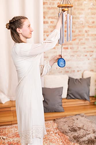 Blue Agate Meditation Chimes for Relaxing Sound Healing, 2-YEAR WARRANTY