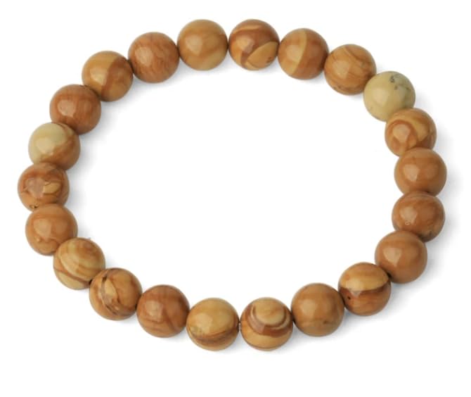 8mm Natural Stones Strand Bracelets Single Color Round Beaded Elastic Bracelet for Women Jewelry - color: Black Agate