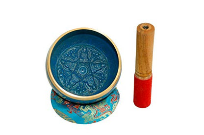 Tibetan Singing Bowl Set | Peace Mantra Design With Mallet and Silk Cushion - Promotes Peace, Chakra Healing, and Mindfulness | For Yoga, Meditation (purple) - color: purple