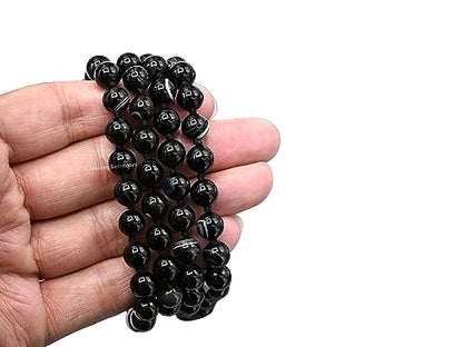 Amazing Gemstone Black Hakik Mala Beads - 108 Prayer Beads for Meditation and Mindfulness Practice, Handcrafted Mala Beads with Natural Gemstones for Spiritual Healing and Relaxation (Knotted) - color: Black Hakik, style: Knotted