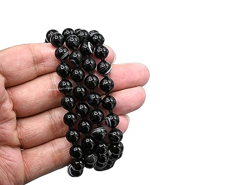 Amazing Gemstone Black Hakik Mala Beads - 108 Prayer Beads for Meditation and Mindfulness Practice, Handcrafted Mala Beads with Natural Gemstones for Spiritual Healing and Relaxation (Knotted) - color: Black Hakik, style: Knotted