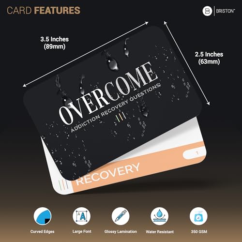 Briston Overcome Addiction Recovery Flash Cards – 70 Therapy Question Cards for Group Counseling & Mental Health – Reflection Prompts for Sobriety, Relapse Prevention, Substance Abuse Recovery Support