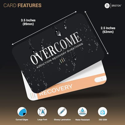 Briston Overcome Addiction Recovery Flash Cards – 70 Therapy Question Cards for Group Counseling & Mental Health – Reflection Prompts for Sobriety, Relapse Prevention, Substance Abuse Recovery Support