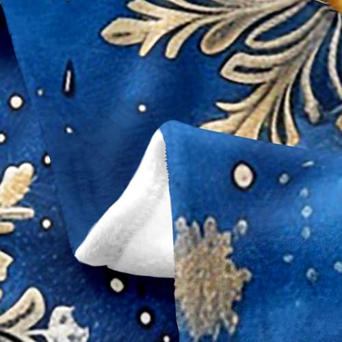 Snowflake Flannel Fleece Blanket Throw Size,Super Soft Cozy Geometric Snowflake Plush Blankets,Lightweight Microfiber Cold Winter Throw Blanket for Couch Sofa Bed,50x60 Inches - color: Blue Gold, size: Throw