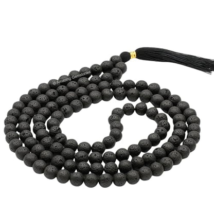 Amazing Gemstone Lava Stone Mala Beads - 108 Prayer Beads for Meditation and Mindfulness Practice, Handcrafted Mala Beads with Natural Gemstones for Spiritual Healing and Relaxation (Plain) - color: Lava Stone, style: Plain